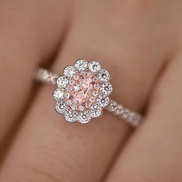 Anthropologie Jewelry - 🆕 Beautiful Pink Moissanite Gemstone and Silver Engagement Band Ring - SIZE 7